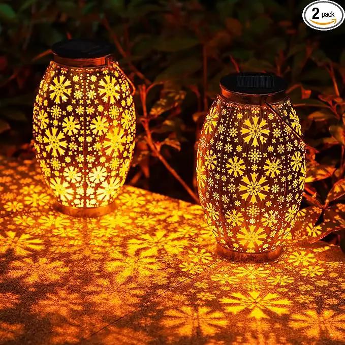 Solar Lanterns Outdoor Waterproof - 2 Pack Hanging Solar Lights Outdoor, Halloween Decorative Retro Metal Lanterns with Handles for Yard, Patio, Tabletop, Pathway, Gardening Gifts for Women Men by GreenHaven Gardens
