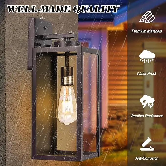 16-inch Oil-Rubbed Bronze Dusk to Dawn Outdoor Wall Light Fixtures, Exterior Waterproof Wall Lanterns, Brown Porch Sconces Lighting, Modern Outside Lights for House Patio Front Door Entryway, 2-Packs by GreenHaven Gardens