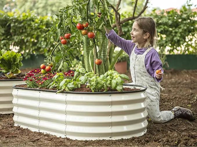 Galvanized Raised Garden Beds Outdoor // 4×2×1 ft (2-Pack) Planter Raised Beds for Gardening, Vegetables, Flowers // Large Metal Garden Box (White) // Patented Tool-Free Design by GreenHaven Gardens