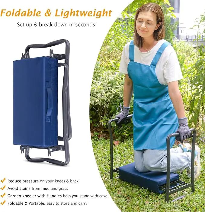 ikkle Garden Kneeler and Seat Heavy Duty Garden Stool, Upgraded Gardening Kneeler Bench, Thicker Wider Kneeling Pad, Garden for Seniors by GreenHaven Gardens