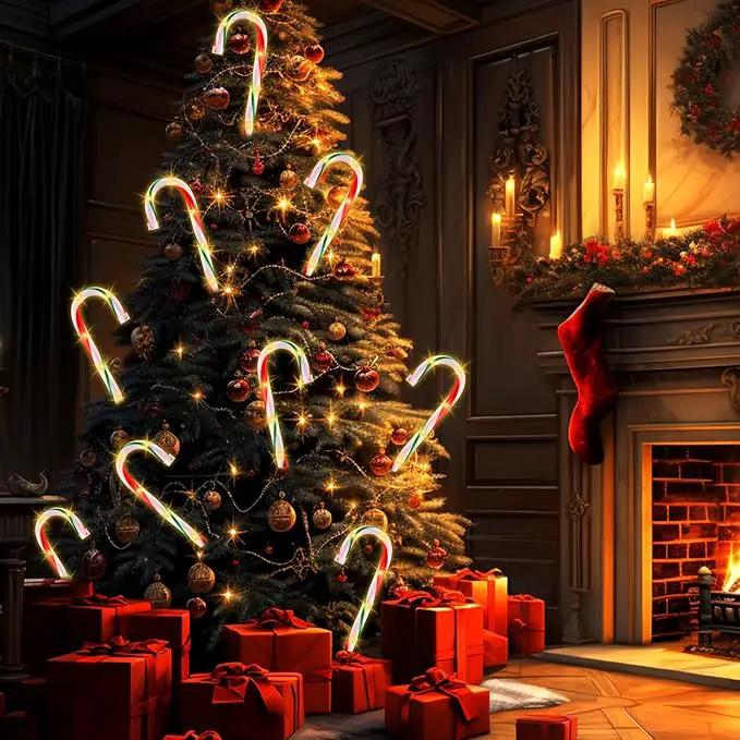 10" Christmas Candy Cane Pathway Lights, Set of 10 Pack Christmas Outdoor Decorations Candy Cane Lights Red & Green by GreenHaven Gardens