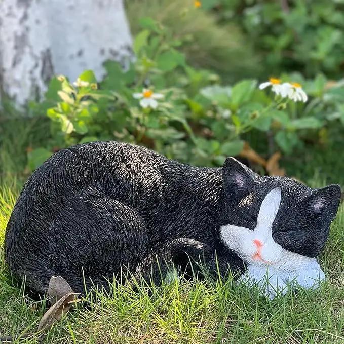 Outdoor Garden Decor - Sleeping Cat Figurine for Garden, Patio, Lawn & Yard Decoration. Perfect Mom and Cat Lover Gift by GreenHaven Gardens