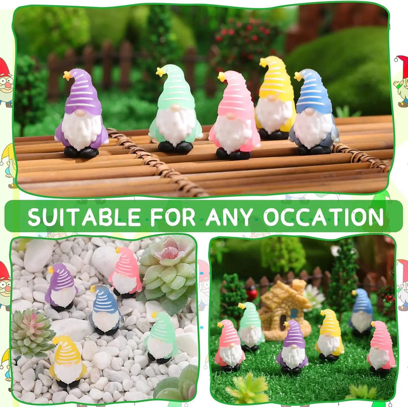 100 Pcs Luminous Mini Gnomes Figurines Fairy Glow in Dark Garden Miniature Gnome Figurines Decor Funny Poses Garden Yard Home Patio Lawn Backyard Hide See DIY Craft by GreenHaven Gardens