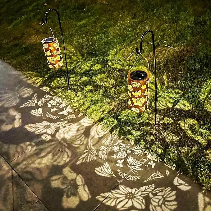 Butterfly Solar Gardening Gifts Lanterns Decorative Outdoor, Flower Pattern Solar Hanging Lights Waterproof, Garden Decor for Women Mom Grandma, Yard Gifts for Patio, Pathway, Landscape by GreenHaven Gardens