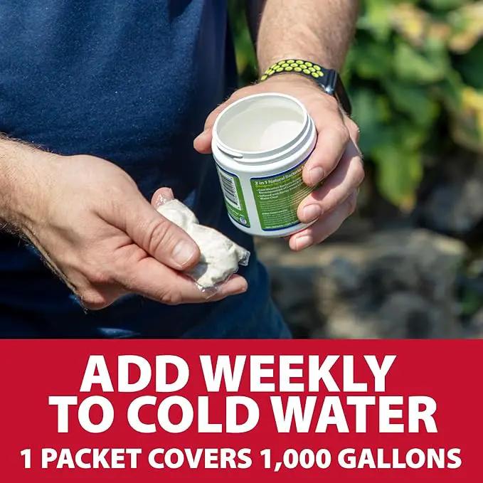 The Pond Guy Seasonal Defense, Spring & Fall Beneficial Bacteria, Barley & Enzymes, Cold Water Pond Sludge & Scum Treatment, Fish & Plant Safe, 12 Packets by GreenHaven Gardens
