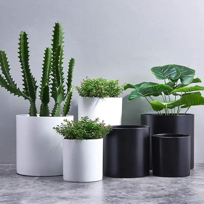 FaithLand Plant Pot 12 inch - Perfectly Fits Mid-Century Modern Plant Stand - Drainage Plug and Drainage Mesh Screen - Matte Black by GreenHaven Gardens