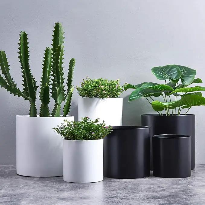 FaithLand Plant Pot 14 inch - Perfectly Fits Mid-Century Modern Plant Stand - Drainage Plug and Drainage Mesh Screen - Matte White by GreenHaven Gardens