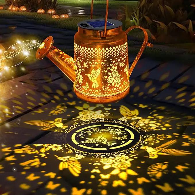 2 Pack Solar Lanterns Outdoor Waterproof,Hummingbird Watering Can Garden Decor,Hanging Solar Path Lights Yard Art,Outside Patio Decorations Gardening Birthday Gifts for Mom Grandma Women (Warm White) by GreenHaven Gardens