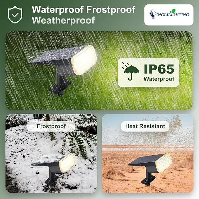 DINGLILIGHTING Waterproof Solar Lights Outdoor: IP65 Led Spot Light Decorations for Garden - 3 Lighting Modes Solar Powered for Yard - Dust to Dawn Uplighting Landscape Pathway Drive Patios 4PC Warm by GreenHaven Gardens