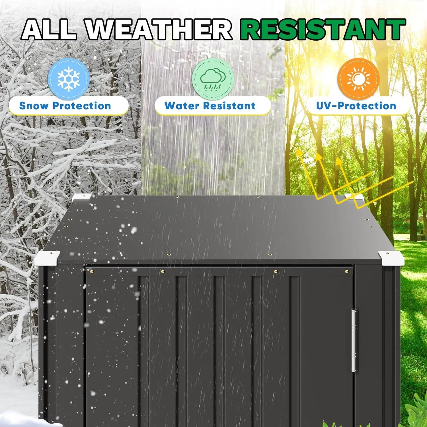 Patiowell 22 Cuft Outdoor Storage Cabinet, Metal Storage Shed with Lockable Door, Indoor Outdoor Vertical Waterproof Tool Shed Without Adjustable Shelves for Patio Garden Backyard, Black by GreenHaven Gardens