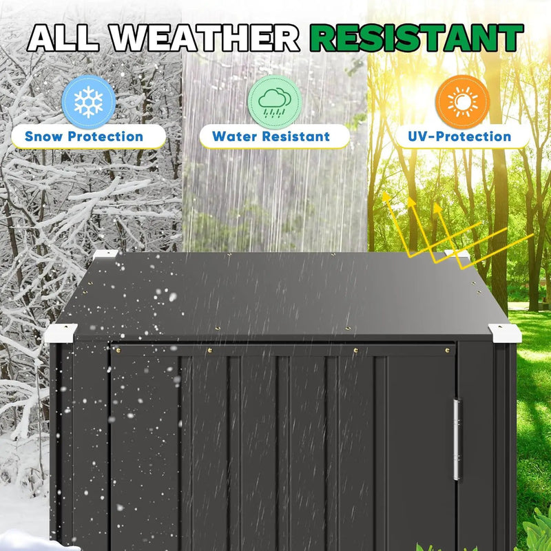 Patiowell 22 Cuft Outdoor Storage Cabinet, Metal Storage Shed with Lockable Door, Indoor Outdoor Vertical Waterproof Tool Shed Without Adjustable Shelves for Patio Garden Backyard, Black by GreenHaven Gardens