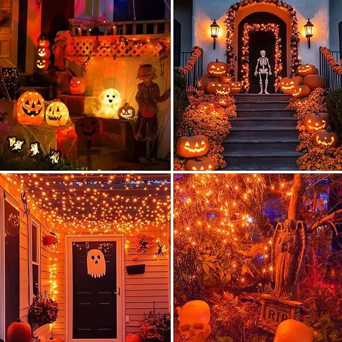kolpop Orange Solar Fairy Lights Outdoor Waterproof, 3 Pack 33FT 80LED Solar Powered String Light, 8 Modes Copper Wire Solar Twinkle Lighting for Halloween Tree Garden Yard Outside by GreenHaven Gardens