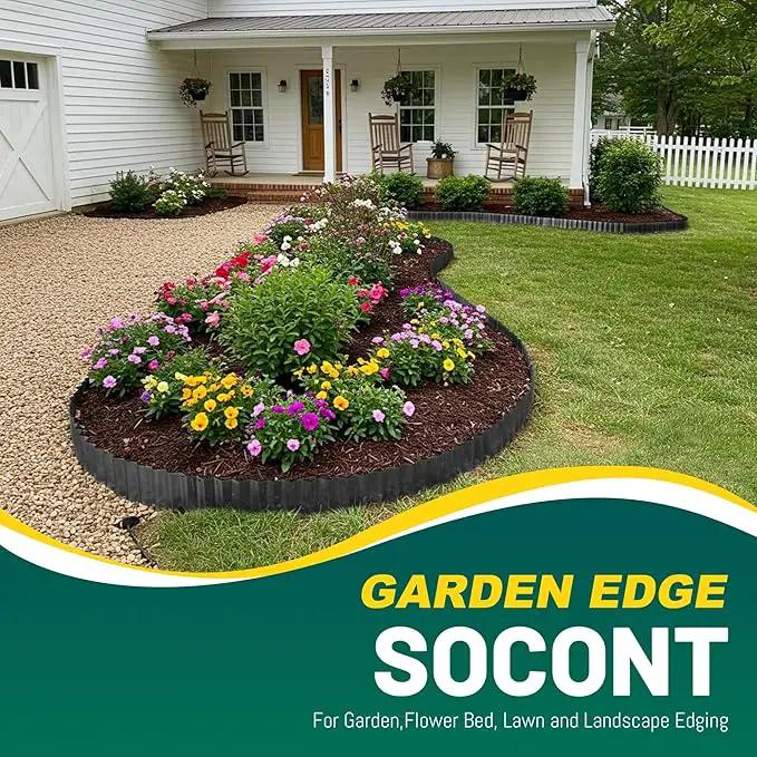 Corrugated Metal Garden Edging, 10"×20Ft Durable Landscape Border for Garden, Lawn, Flower Beds and Paver Edging (Black) by GreenHaven Gardens