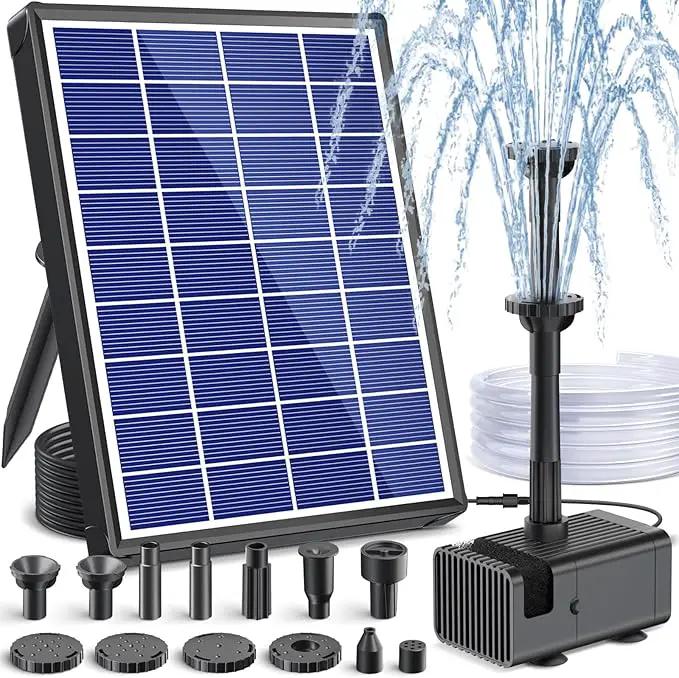 POPOSOAP Solar Fountain Pump for Bird Bath, 6.5W Solar Water Fountain Pump with Upgraded Dry-run Protection & Double-layer Nozzles 5Ft Tubing for Pond, Bird Bath, Backyard Water Feature by GreenHaven Gardens