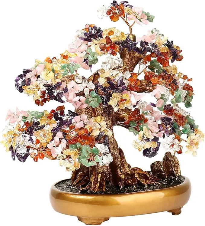 Comeon Large Crystal Quartz Lucky Tree Gem Tree for Office Home Feng Shui Decoration for Wealth/Fortune and Luck (Mix-Gemstone) by GreenHaven Gardens