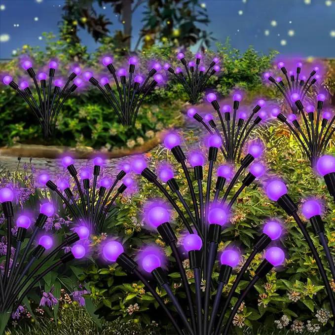 Kohlrabi Solar Garden Lights Outdoor, 6 Pack 60 LED Solar Purple Firefly Lights Waterproof, Sway by Wind, Solar Swaying Light for Yard Patio Backyard Garden Planter Flower Bed Pathway Decoration by GreenHaven Gardens