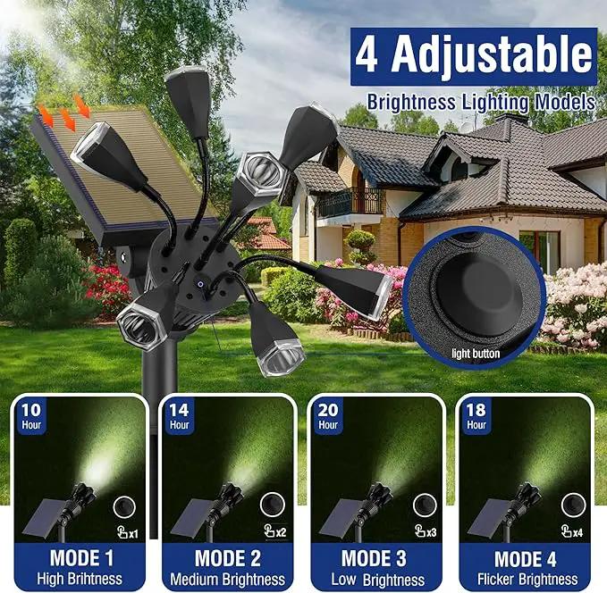 Solar Lights Outdoor Waterproof IP68, 360° Adjustable 4 Modes Solar Powered Spot Lights for Yard Garden Landscape, Bright Led Flood Lightings for Outside Wall Tree House Pathway (Cold White/2 Pack) by GreenHaven Gardens