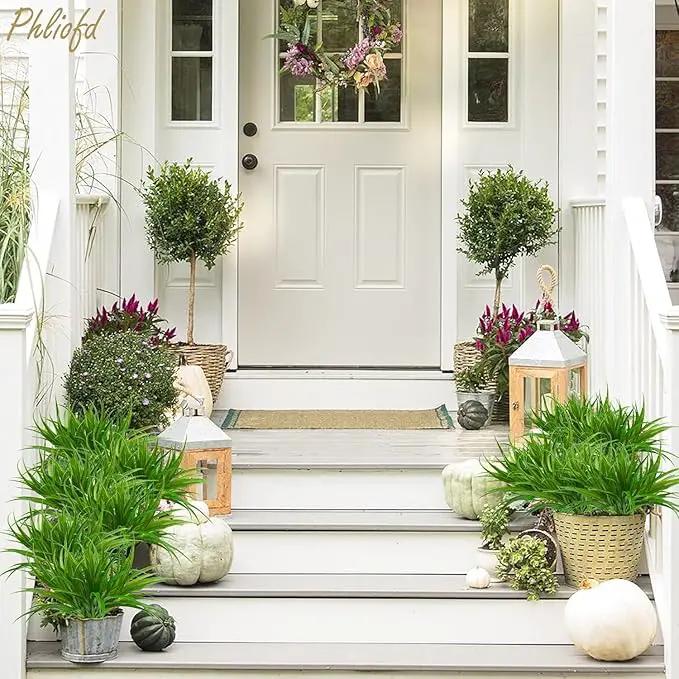 32 Pcs Artificial Grass Fake Plants 17.3in Outdoor Plants UV Resistant Faux Greenery Stems Fake Grass for Home Window Garden Office Patio Pathway Front Porch Halloween Décor Green by GreenHaven Gardens