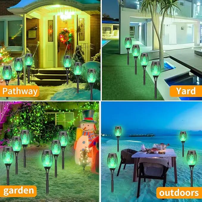 8-Pack Green Solar Flickering Flame Torches – Waterproof Solar Garden Lights, Outdoor Solar Lights for Yards, and Flame Torches for Patio and Pathway Decorations by GreenHaven Gardens
