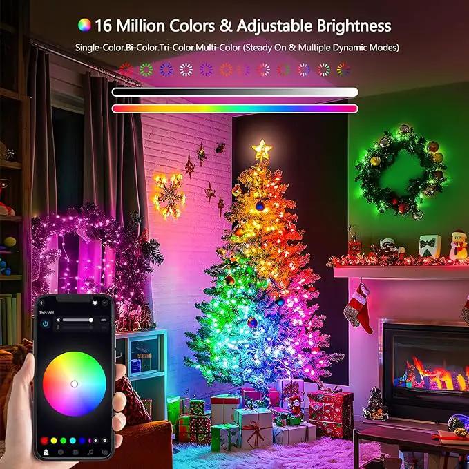 JMEXSUSS 100 LED RGB Christmas Tree Lights Indoor, 33ft Smart Color Changing Christmas Lights Outdoor with Remote & APP, Clear Wire Christmas Lights Plug in for Bedroom Tree Room Party Birthday by GreenHaven Gardens