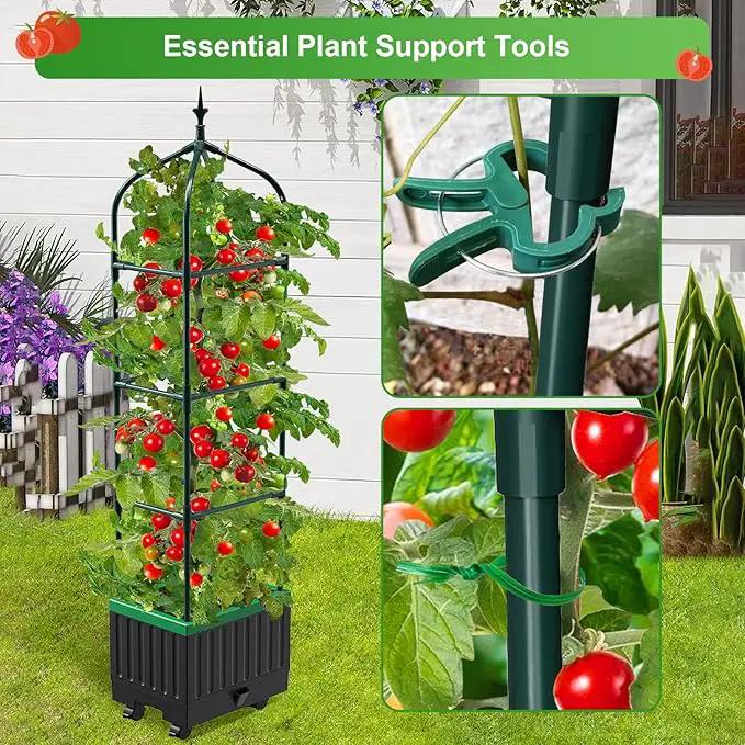 Raised Garden Bed Planter Boxes with Trellis,1pcs 70.9"Self-Watering Tomato Planter Boxes with Trellis for Climbing Vegetables Plants Flowers Tomato with Wheels,Use for Indoor Outdoor (Black) by GreenHaven Gardens