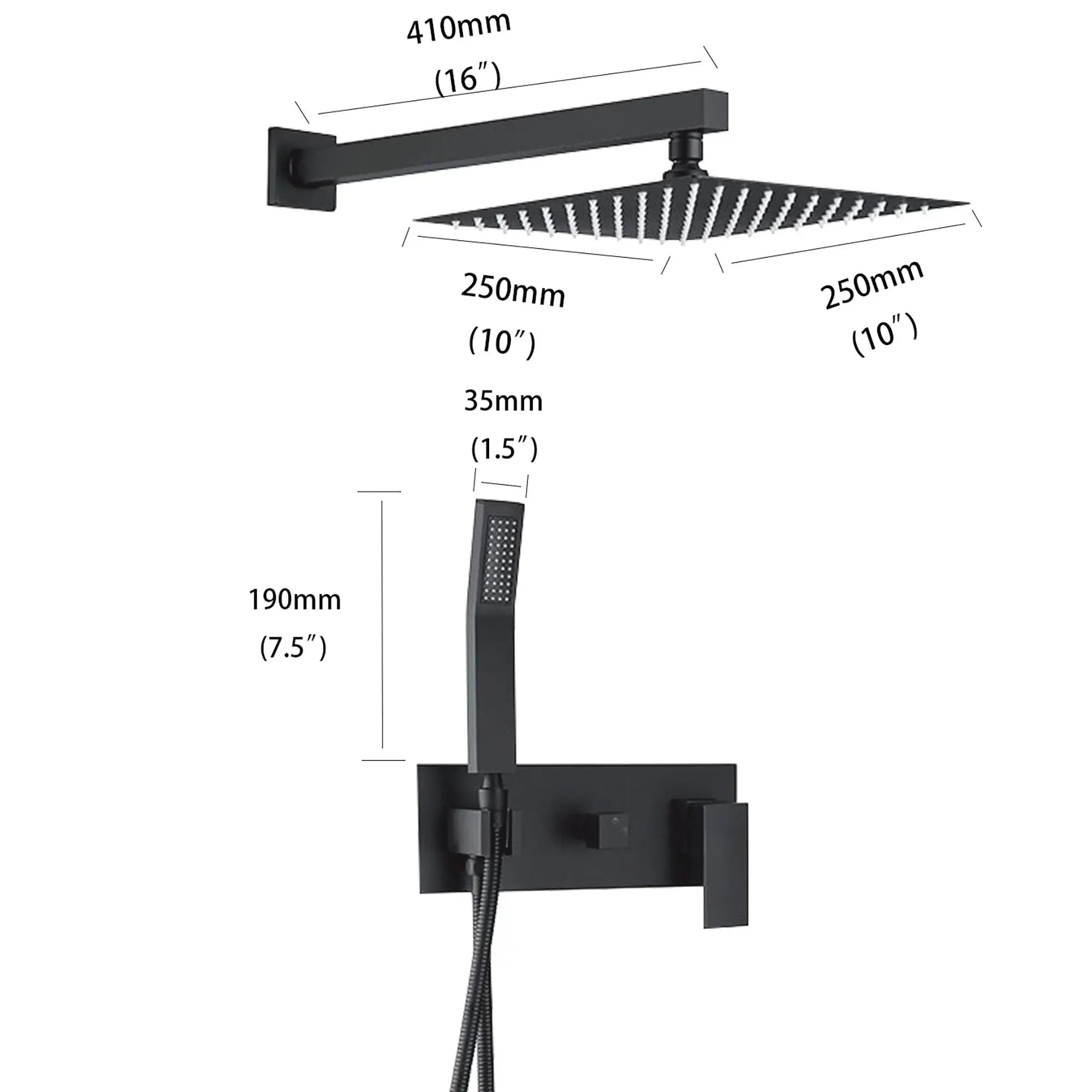 Brass Shower System With 10" Rainfall Shower Head And Handheld Sprayer - Matte Black by HouseOfZazla