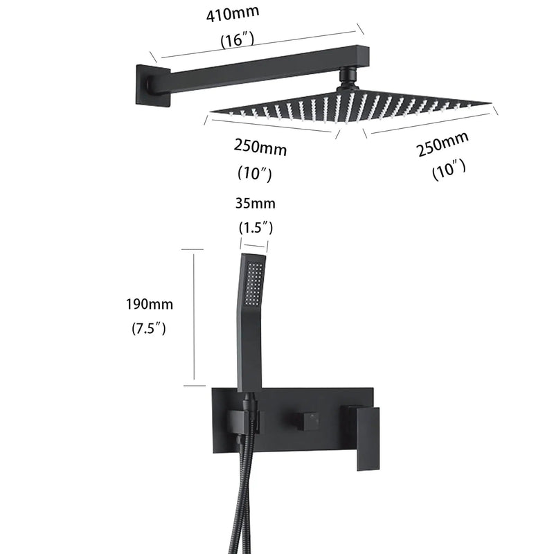 Brass Shower System With 10" Rainfall Shower Head And Handheld Sprayer - Matte Black by HouseOfZazla