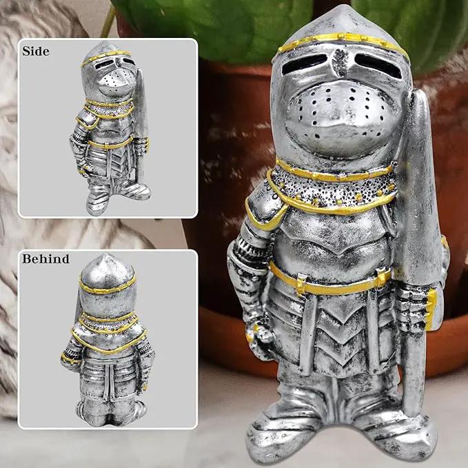 nezababy Knight Gnomes Guard Garden Statue Decoration Medieval Wee Crusader Battle Swordsman Fighting Outdoor Figurines Lawn Decor Resin (B) by GreenHaven Gardens