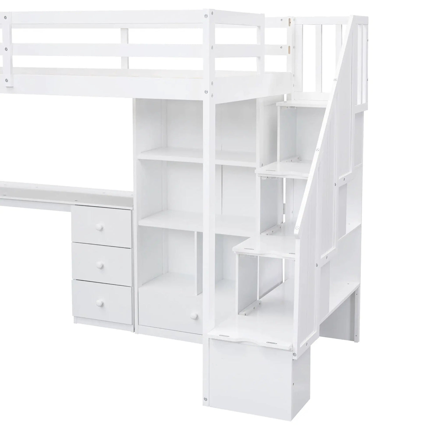 Loft Bed With L Shaped Desk, Drawers, Cabinet, And Storage Staircase by HouseOfZazla