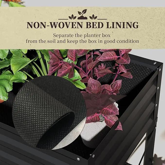 Outsunny Raised Garden Bed with Galvanized Steel Frame, Storage Shelf and Bed Liner, Elevated Planter Box with Legs for Vegetables, Flowers, Herbs, Black by GreenHaven Gardens