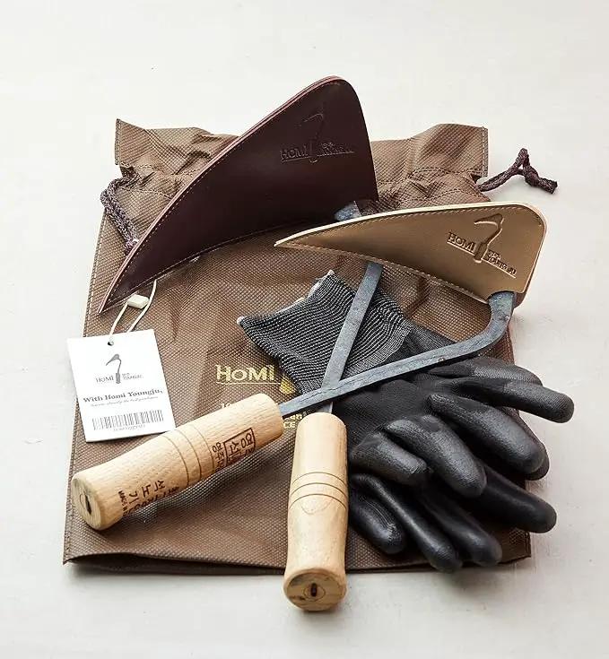 HandPlowHoe Gardentool with Safety Cover for Easy Gardening, Weeding and Farming Made by Korean Master Blacksmith (Small) by GreenHaven Gardens
