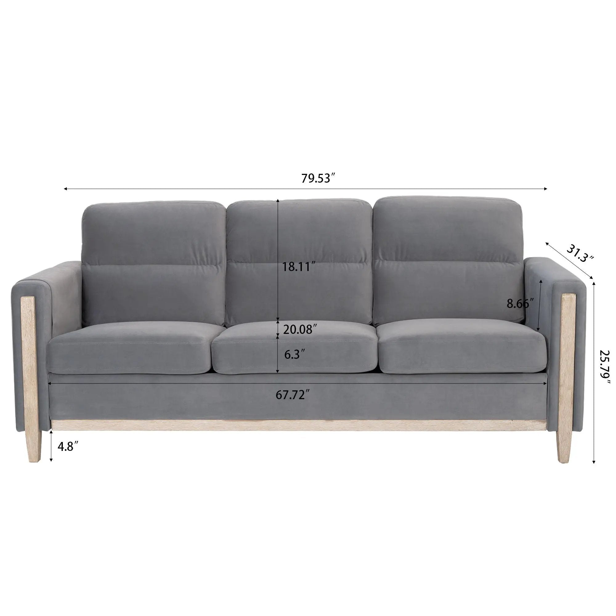 Comfortable Solid Wood Three-Seater Sofa by HouseOfZazla