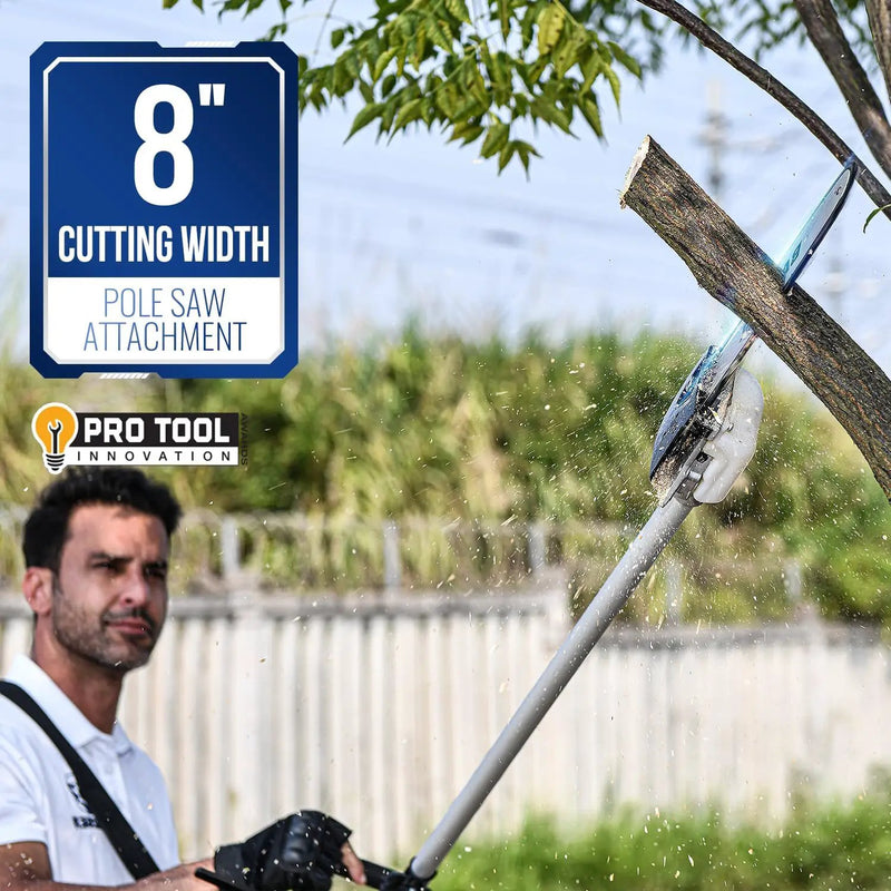 Wild Badger Power 40V Cordless Weed Wacker, String Trimmer/Edger, Hedge Trimmer and Brush Cutter Blade, Pole Saw, Attachment Capable 4-in-1 Multi-Tool Kit with 2 * 20V 4Ah Battery and 1 Charger, Blue by GreenHaven Gardens