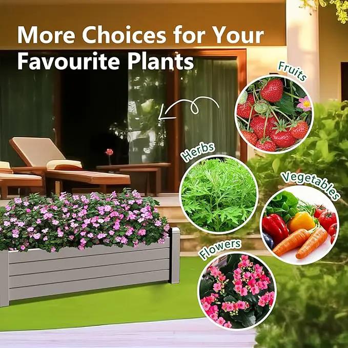 Elevated Raised Garden Bed,Outdoor Large Resin Patio Planter Box Stand Divisible with Drain Plug,Water Monitor for Plants Vegetables Flowers Fruits(Grey) by GreenHaven Gardens