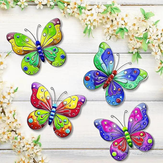 ULENDIS 4 Pack Metal Butterfly Wall Decor, Outdoor Fence Wall Art Decor, Hanging Decoration for Garden Backyard Living Room Balcony Patio Indoor(B) by GreenHaven Gardens