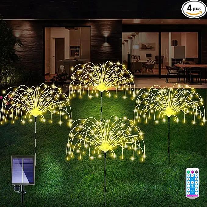 Solar Garden Lights 4-Pack Waterproof Decorative Pathway Firefly Lights for Courtyard & Garden Party Warm White by GreenHaven Gardens
