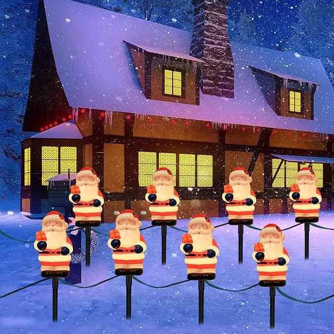 Goothy 2 Sets Santa Christmas Pathway Stakes Lights, 7Ft C7 Outdoor String With 8 Santa Claus Driveway Marker, Connectable Decorations for Yard Garden Walkway by GreenHaven Gardens