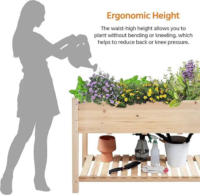 Yaheetech 47x23x32in Wooden Raised Garden Bed with Legs & Storage Shelf Horticulture Wooden Elevated Planter Box Vegetable Growing Bed for Flower/Herb/Backyard/Patio by GreenHaven Gardens