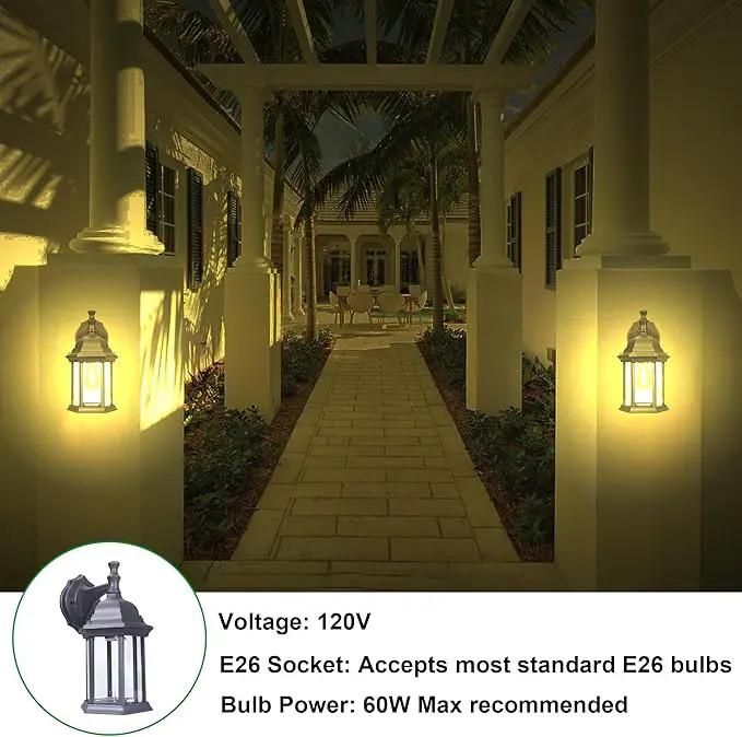 LIT-PaTH Outdoor Wall Lantern, Wall Sconce as Porch Lighting Fixture, E26 Medium Base Max 60W, Aluminum Housing Plus Glass, Matte Black Finish, 2-Pack by GreenHaven Gardens