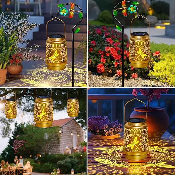 2 Pack Solar Lanterns Outdoor Waterproof,Dragonfly Solar Lights Garden Decor Gifts for Mom Women Grandma Decoration Outside for Yard, Patio,Backyard,Porch by GreenHaven Gardens