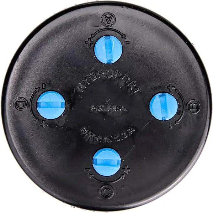 Raindrip 13400UB Hydro-Port Adjustable Four Bubbler, up to 30 GPH Per Outlet, Black-Blue by GreenHaven Gardens