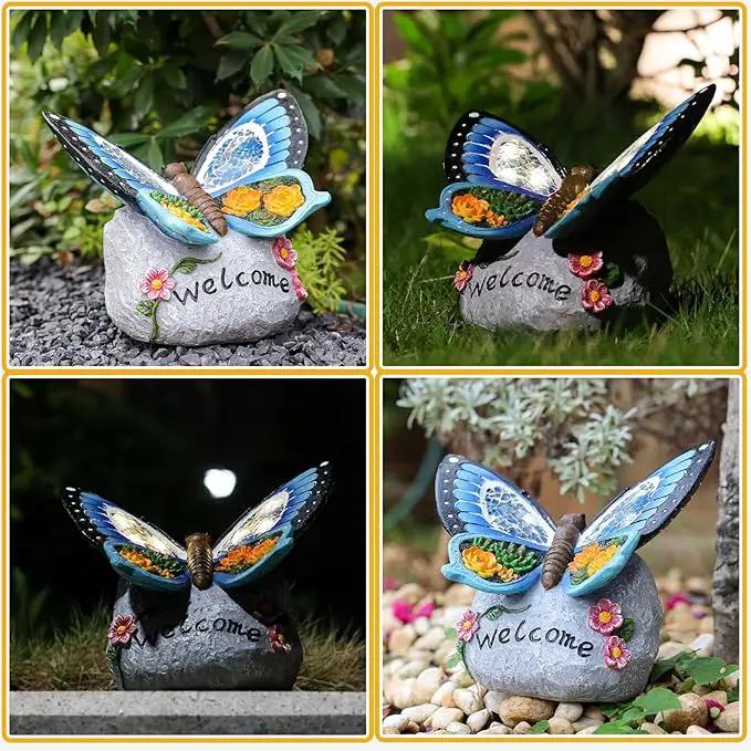 Yiosax-Garden Statue Butterfly Decor-Solar Outdoor Butterfly Light-Butterfly Figurine Decoration for Patio,Balcony,Yard,Lawn Ornament Garden Gift Women Mom by GreenHaven Gardens