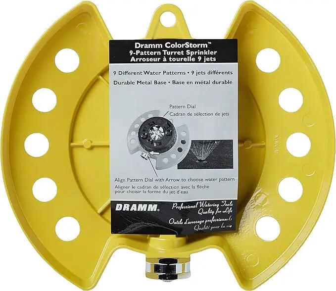 Dramm ColorStorm 9-Pattern Premium Turret Sprinkler With Heavy Duty Metal Base - Yellow #15023 by GreenHaven Gardens