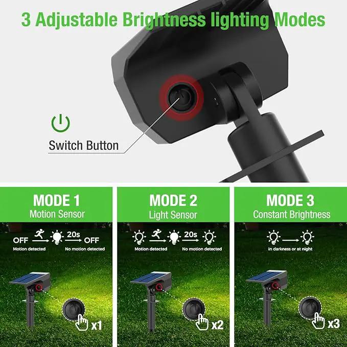 [ 8 Pack/56 LED ] Solar Lights Outdoor Motion Sensor, Spot Landscape Lighting with 3 Modes, Waterproof Spotlights Dusk to Dawn for Outside Yard Tree Garden Pathway Sidewalk Driveway, Cool White by GreenHaven Gardens