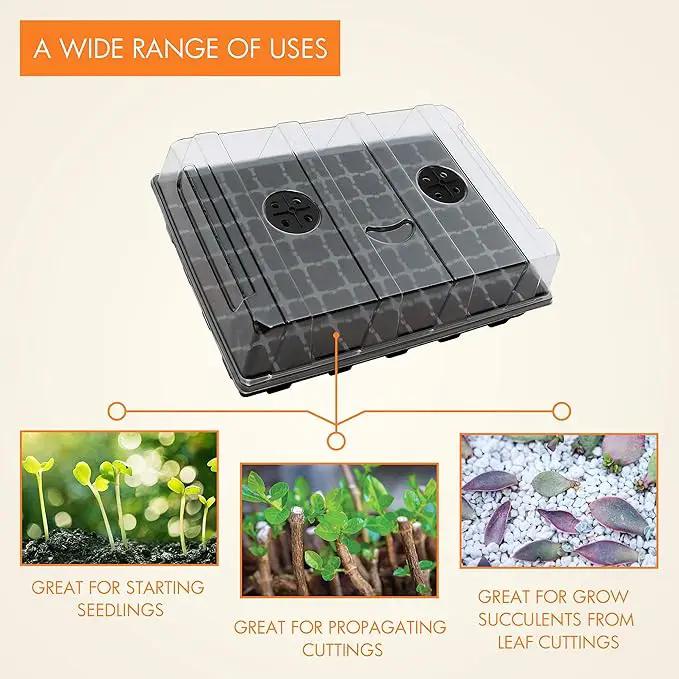 Gardzen Seed Starter Tray, 5 Pack Smiling Face Plant Germination Trays with Total 350-Cell, Seed Starter Kit with Humidity Vented Domes and Bases for Starting Vegetable Flower Herb Seeds 18" x 14" by GreenHaven Gardens