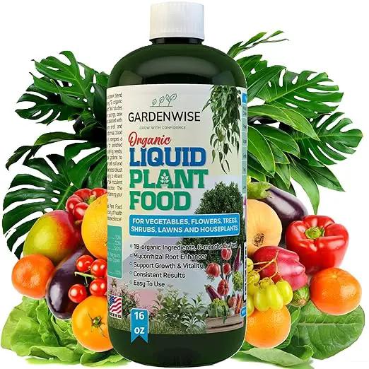 Organic Liquid Plant Food for Indoor Houseplants – All Purpose Fertilizer for Potted Plants, Vegetables, Succulents, Orchids, Roses – Miracle Growth with Mycorrhizae (16 oz) by GreenHaven Gardens
