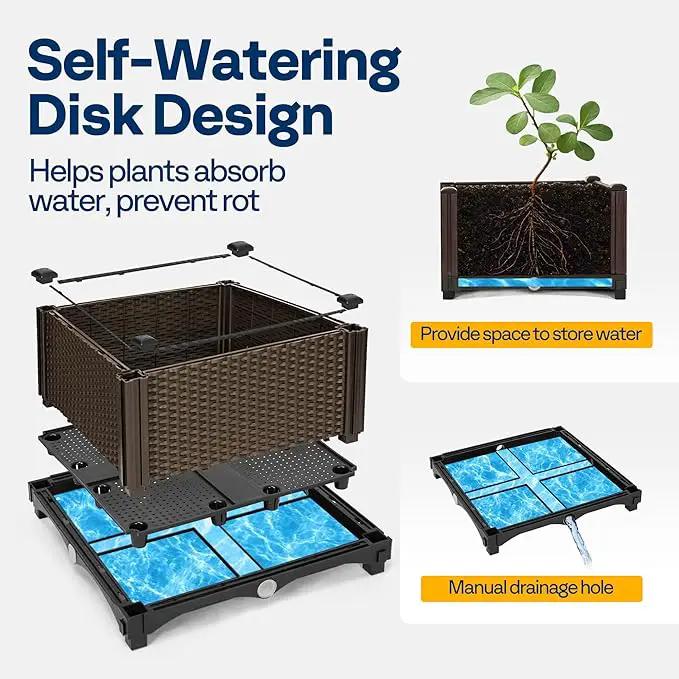 VIVOHOME 2 Packs Elevated Plastic Raised Garden Bed Planter Kit, Outdoor Planters Above Ground Flower Vegetable Standing Planter Box for Patio Deck Porch W/Drainage Holes by GreenHaven Gardens