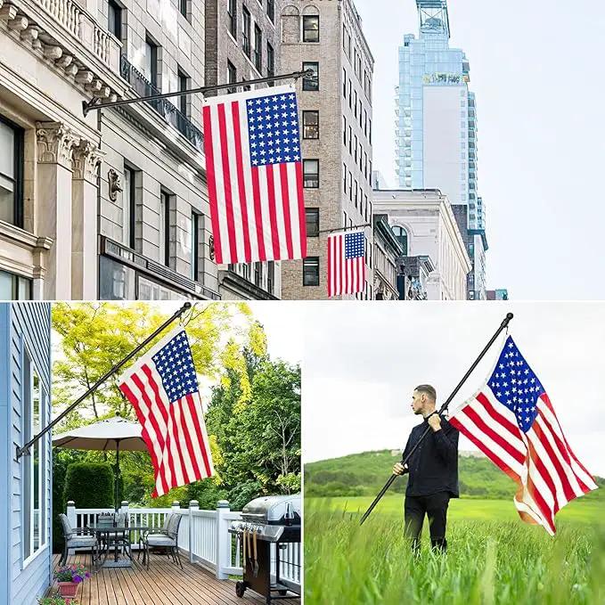 ZMTECH Flag Pole with Solar Light - Adjustable Bracket, 6 FT Stainless Steel Flag Poles for Outside House, Garden or Yard, Tangle Free Flagpole Kit for American Flag (Without Flag, Black) by GreenHaven Gardens