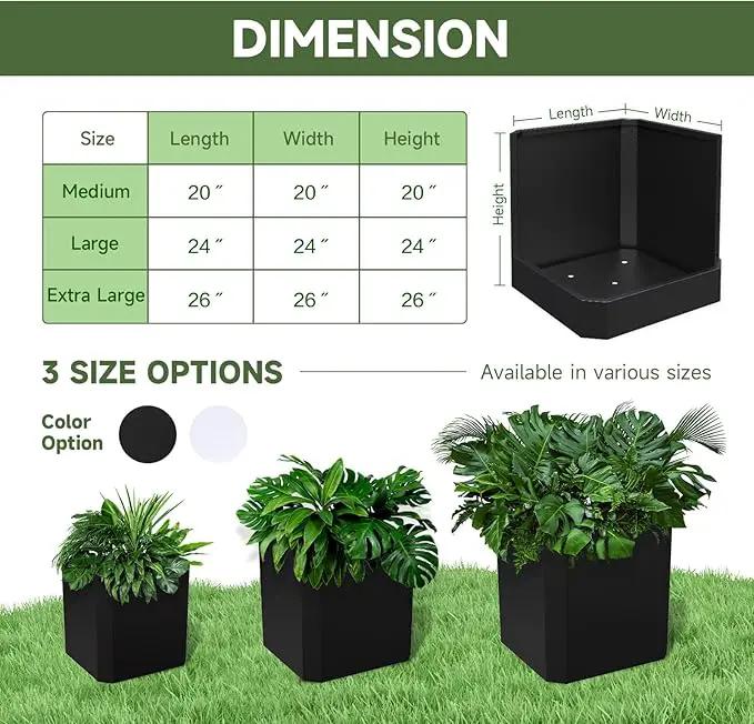 Steel Planter Box-26"x26"x26"-Large Square Planter Box-Outdoor Indoor-Cube Steel Planter Heavy Duty Black Metal Planter Flower Pot Commercial Residential for Home Garden Porch Hotel Patio by GreenHaven Gardens