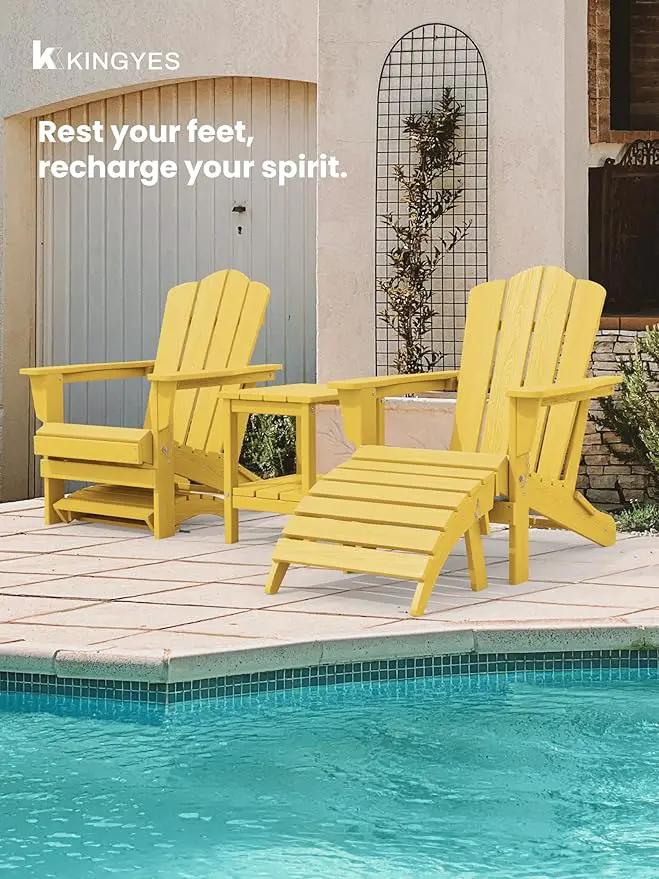KINGYES Folding Adirondack Ottoman for Adirondack Chair, Yellow by GreenHaven Gardens
